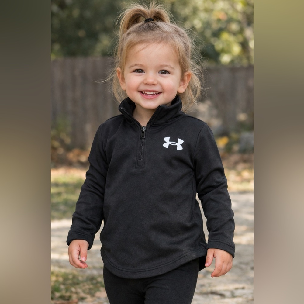 Under Armour Black Toddler Quarter-Zip Pullover with White Logo